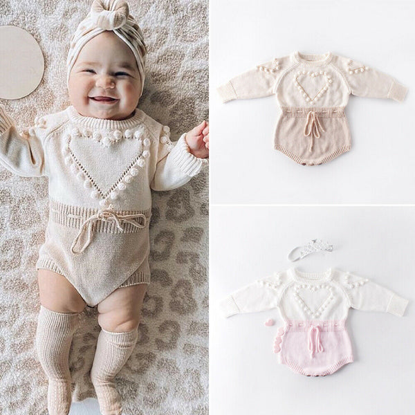 Lovely Heart Infant Baby Girl Knitted Clothes