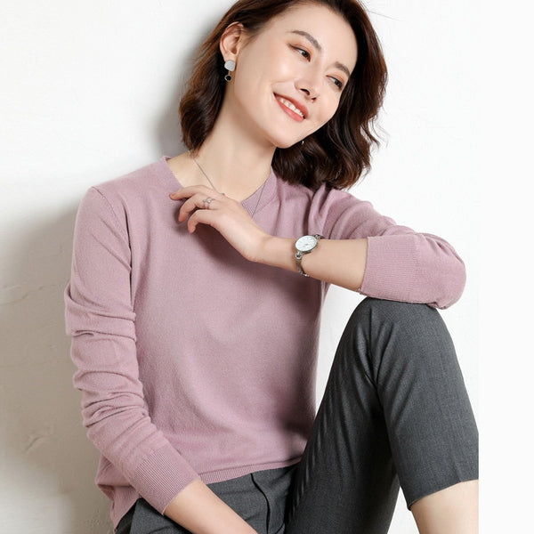 Women Sweater O-neck  Basic Pullover Warm