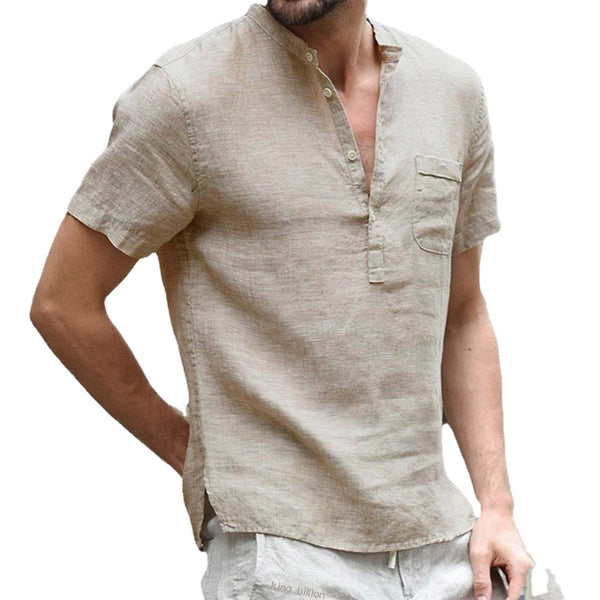 New Men T-shirt Cotton and Linen